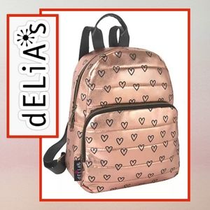 dELia*s Rose Gold Quilted Hearts Mini Backpack